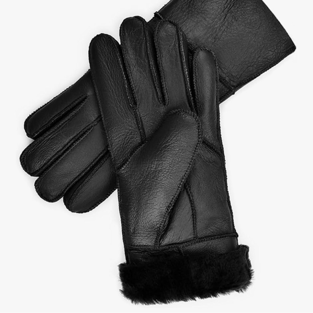 NEW Hassidanzar leather lambskin shearling gloves woman XL dense wool fur facing